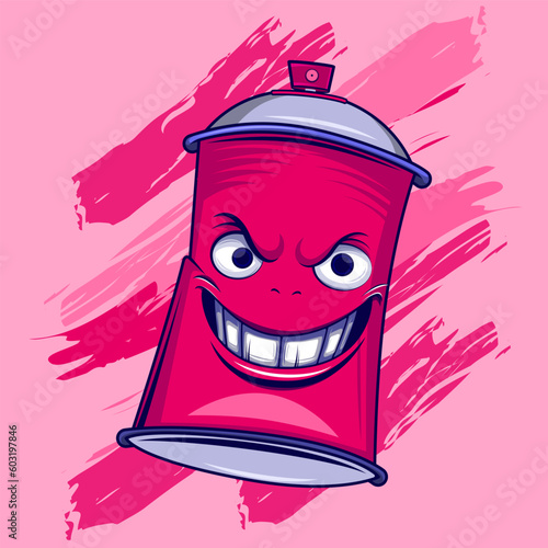 spray paint can monster character illustration