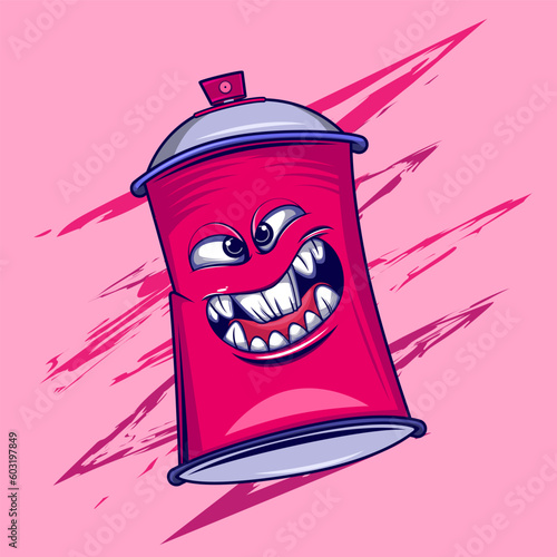 spray paint can monster character illustration