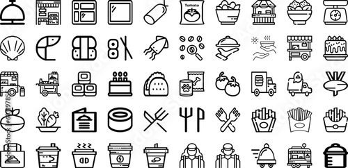 Set Of Food Icons Collection Isolated Silhouette Solid Icons Including Restaurant, Food, Icon, Vegetable, Vector, Menu, Healthy Infographic Elements Logo Vector Illustration