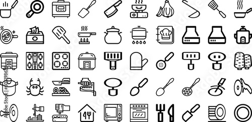 Set Of Cook Icons Collection Isolated Silhouette Solid Icons Including Kitchen  Chef  Cooking  Culinary  Cook  Restaurant  Food Infographic Elements Logo Vector Illustration
