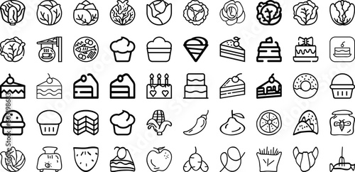 Set Of Food Icons Collection Isolated Silhouette Solid Icons Including Restaurant  Healthy  Icon  Food  Menu  Vegetable  Vector Infographic Elements Logo Vector Illustration