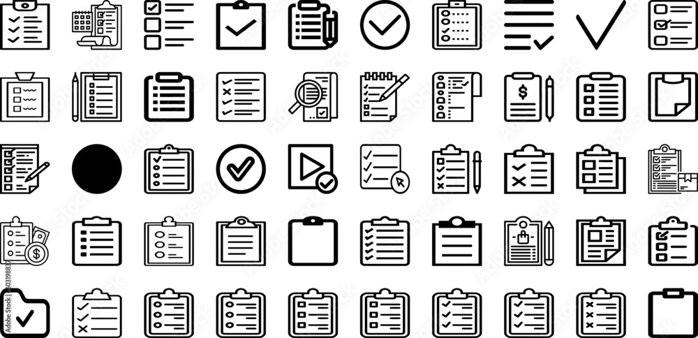 Vetor de Set Of List Icons Collection Isolated Silhouette Solid Icons ...