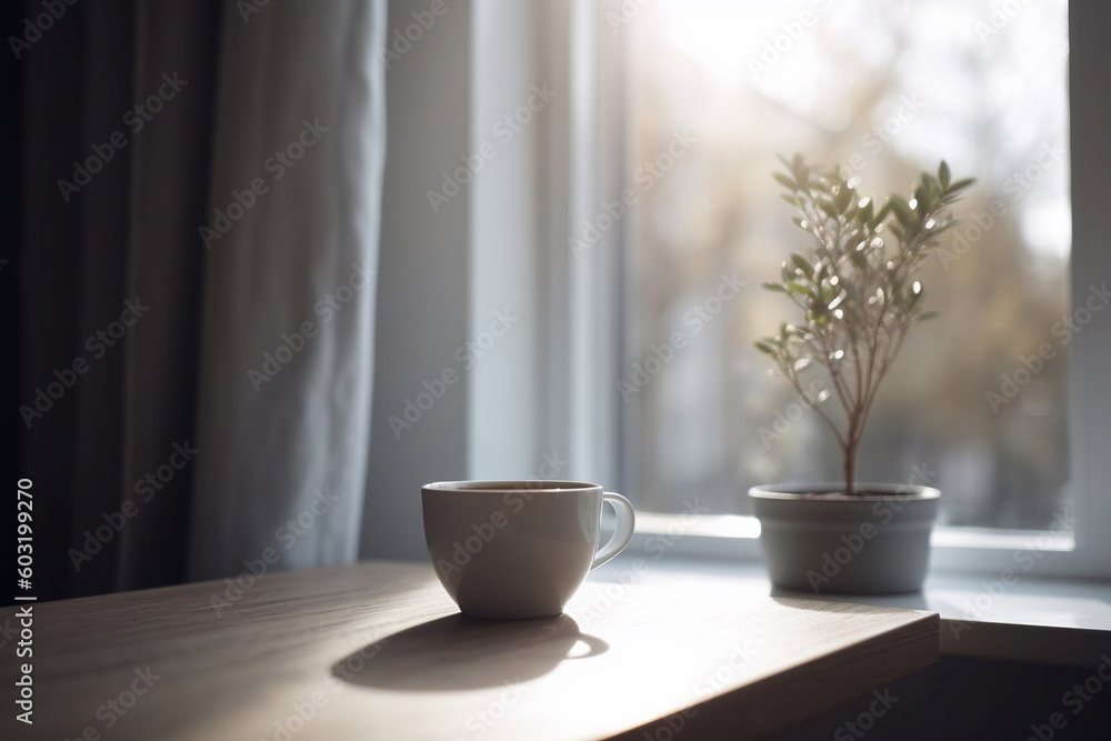 A cup of coffee in the morning AI Generative A cup of coffee in the morning AI Generative