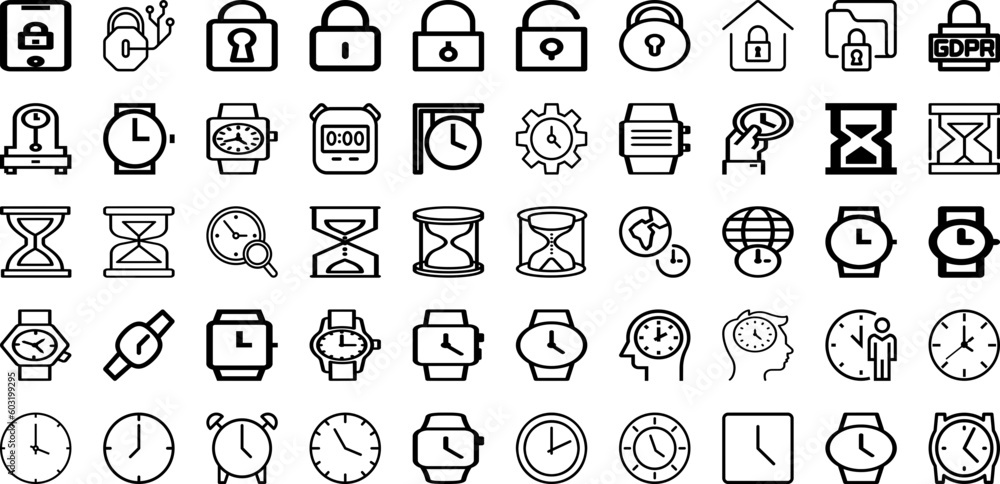 Set Of Lock Icons Collection Isolated Silhouette Solid Icons Including Vector, Lock, Safe, Safety, Icon, Protection, Privacy Infographic Elements Logo Vector Illustration