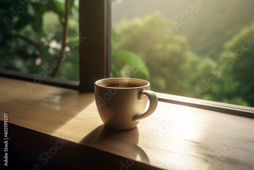 A cup of coffee in the morning AI Generative © Tebha Workspace