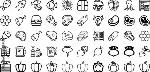 Set Of Food Icons Collection Isolated Silhouette Solid Icons Including Food  Restaurant  Healthy  Vector  Menu  Vegetable  Icon Infographic Elements Logo Vector Illustration