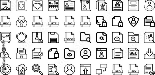 Set Of File Icons Collection Isolated Silhouette Solid Icons Including Information, Business, Office, Document, File, Management, Icon Infographic Elements Logo Vector Illustration