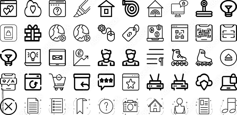 Set Of Line Icons Collection Isolated Silhouette Solid Icons Including Illustration, Line, Background, Abstract, Design, Vector, Element Infographic Elements Logo Vector Illustration