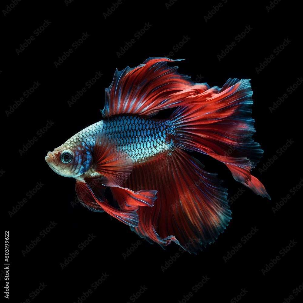 Portrait a beautiful betta fish isolated on black AI Generative Portrait a beautiful betta fish isolated on black AI Generative