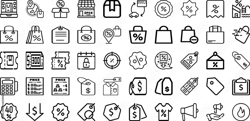 Set Of Sale Icons Collection Isolated Silhouette Solid Icons Including Template, Banner, Background, Promotion, Sale, Offer, Discount Infographic Elements Logo Vector Illustration