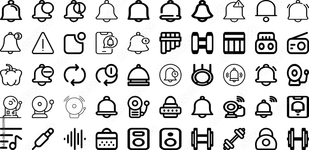 Set Of Bell Icons Collection Isolated Silhouette Solid Icons Including Illustration, Vector, Reminder, Bell, Icon, Sign, Alert Infographic Elements Logo Vector Illustration