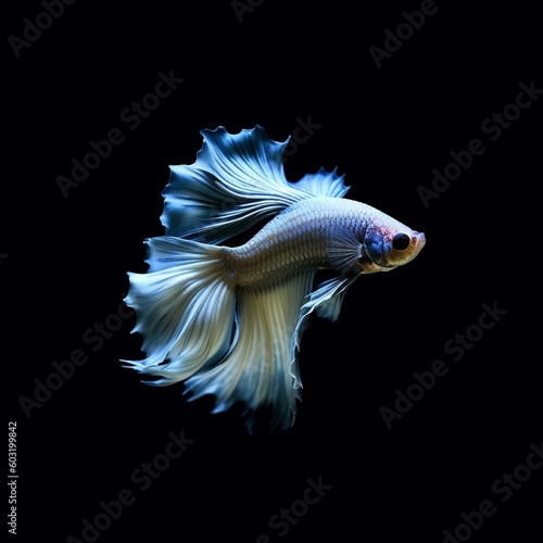 Portrait a beautiful betta fish isolated on black AI Generative © Tebha Workspace