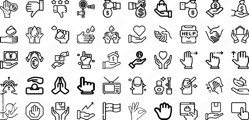 Set Of Hand Icons Collection Isolated Silhouette Solid Icons Including Hold, Touch, Business, Woman, Hand, White, Isolated Infographic Elements Logo Vector Illustration