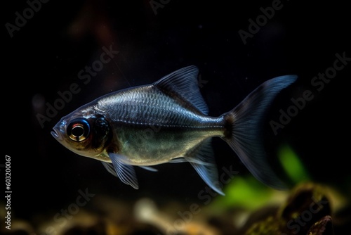 Portrait black tetra fish in the aquarium AI Generative