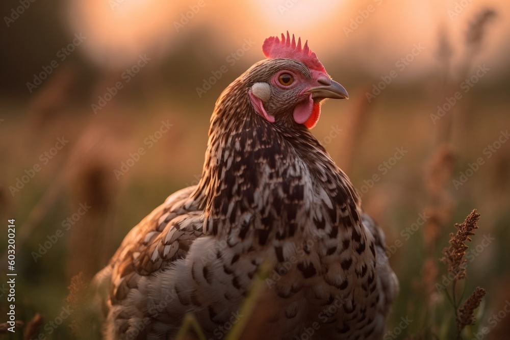 Portrait hen on the meadow AI Generative