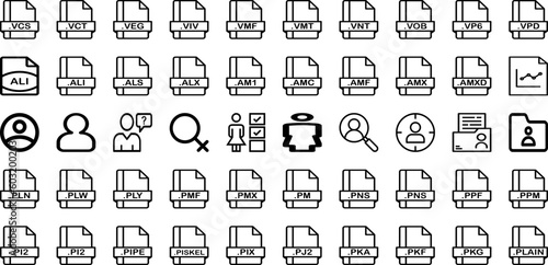 Set Of File Icons Collection Isolated Silhouette Solid Icons Including Business, Document, Management, Information, Icon, File, Office Infographic Elements Logo Vector Illustration