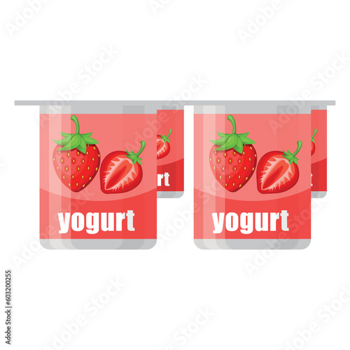 Vector cartoon image of dairy products. A container with yogurt. The concept of a healthy lifestyle and cooking. An element for your design.