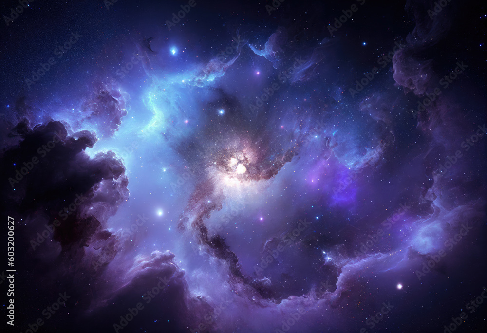 3d illustration of galaxy and cosmos space in bright majestic stars. High quality illustration