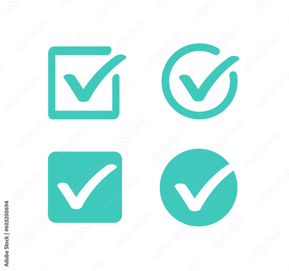 Check mark icon. Green button check list. Vector illustration Check mark icon. Green button check list. Vector illustration