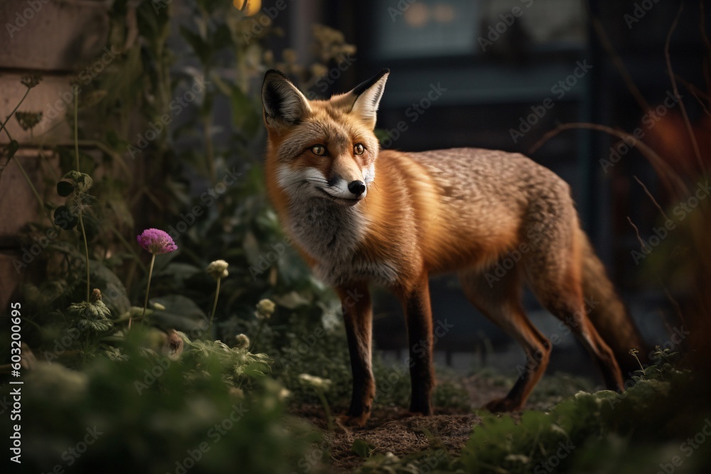 Portrait red Fox in the forest AI Generative Portrait red Fox in the forest AI Generative