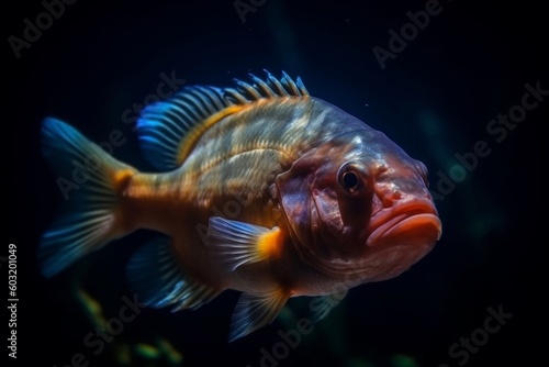 Portrait a beautiful fish on the aquarium AI Generative