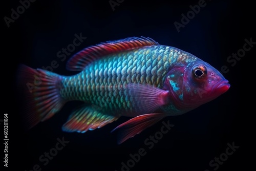 Portrait a beautiful fish on the aquarium AI Generative