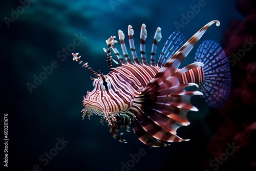 Portrait lion fish in the ocean AI Generative © Tebha Workspace
