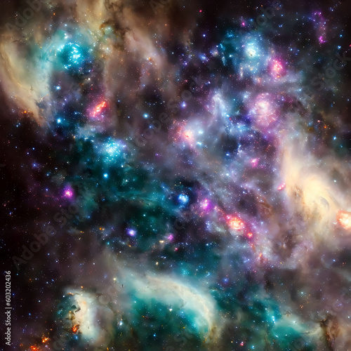 Cosmos galaxy star nebula with gas clouds
