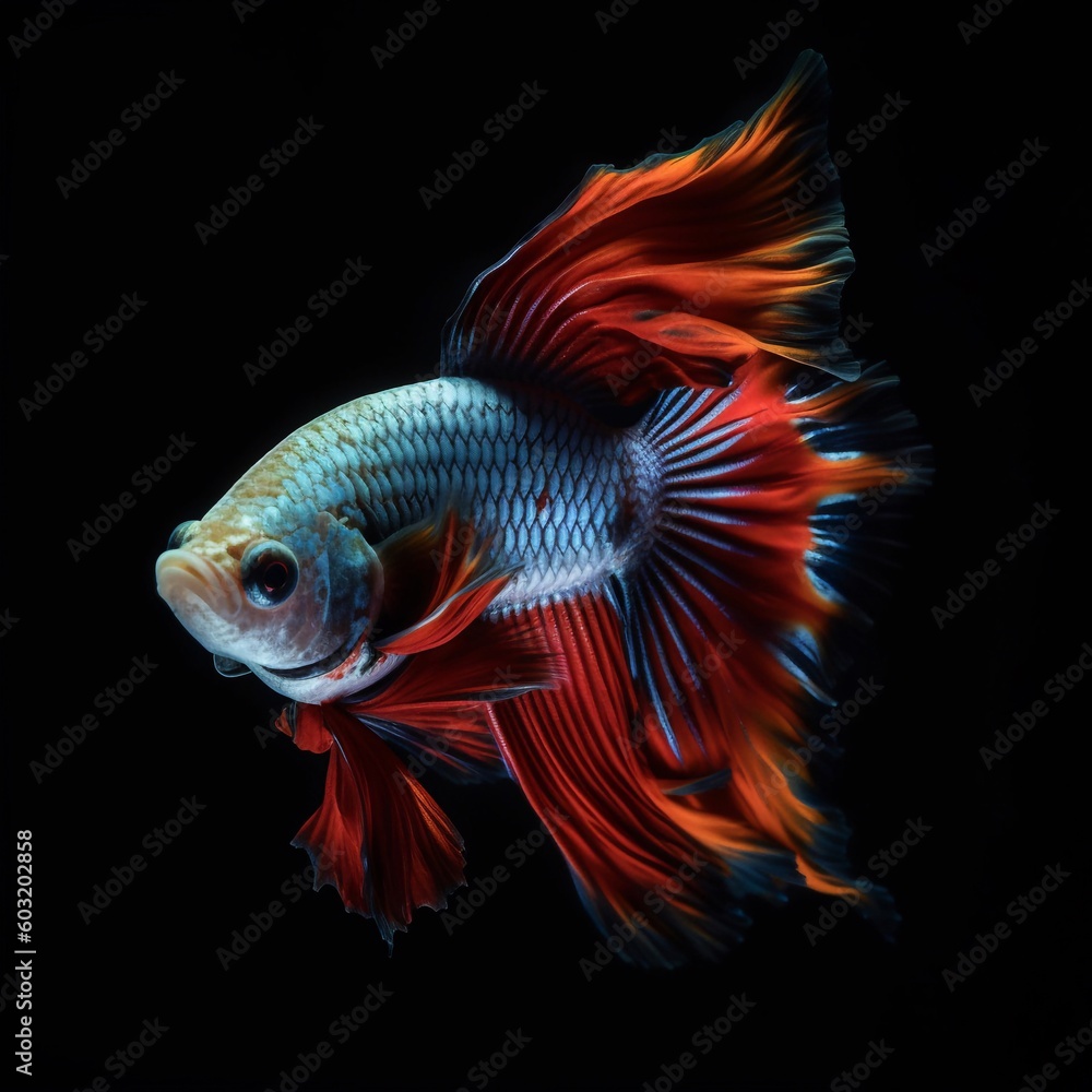 Beautiful Betta fish isolated on black AI Generative Beautiful Betta fish isolated on black AI Generative