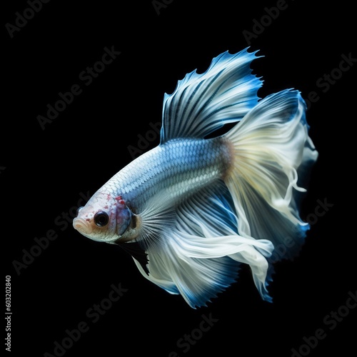 Beautiful Betta fish isolated on black AI Generative © Tebha Workspace