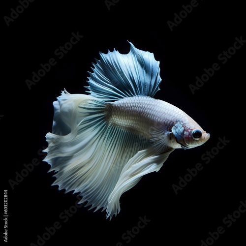 Beautiful Betta fish isolated on black AI Generative © Tebha Workspace