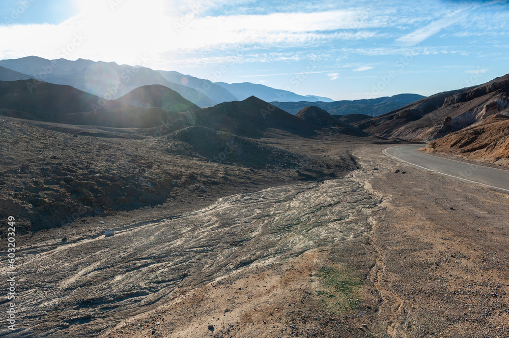 Exterior of the landscape near the artists palette drive, in Death Valley National Park.