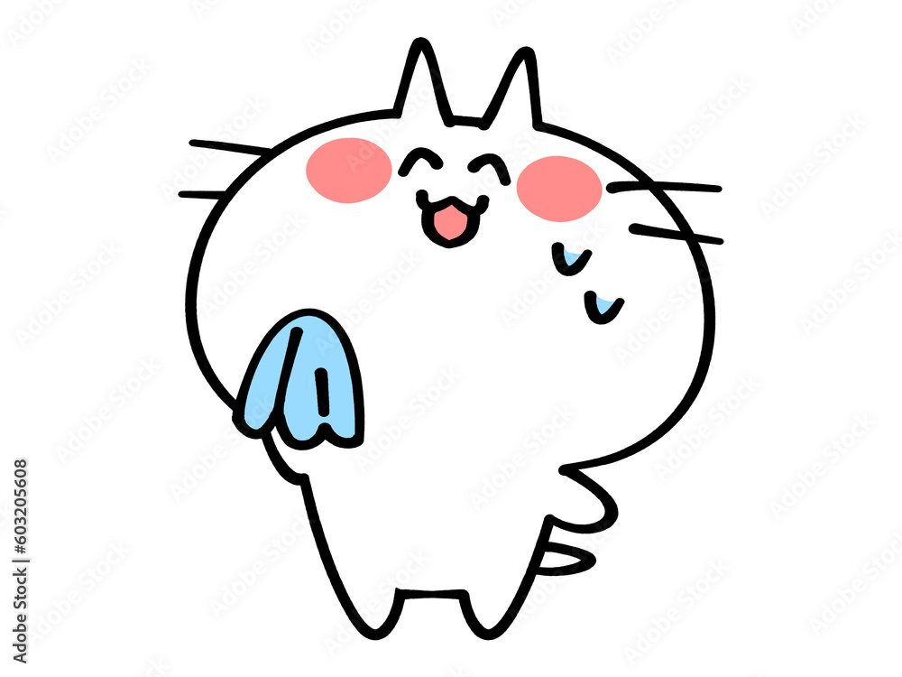 Naklejka premium 苦笑いするにゃんこイラスト素材