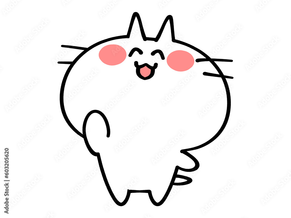 元気よく手を挙げるにゃんこイラスト素材 元気よく手を挙げるにゃんこイラスト素材