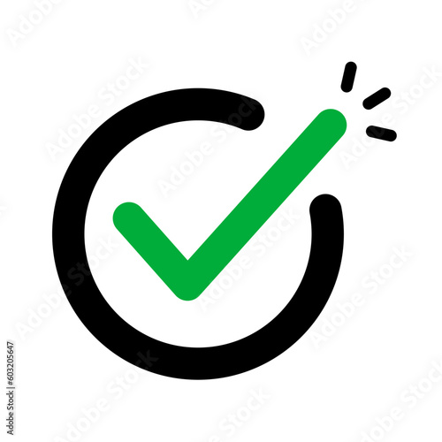 Pop check mark icon. Emphasization check box. Vector.
