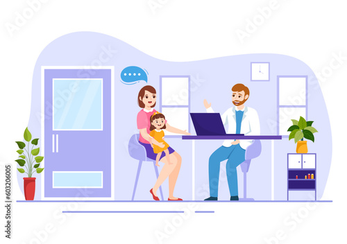Anamnesis System Vector Illustration for Information About the Disease and Healthcare Database in Kids Cartoon Hand Drawn Landing Page Templates