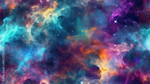 seamless celestial nebula of swirling stardust and cosmic gases background texture  tile  8K  generative ai