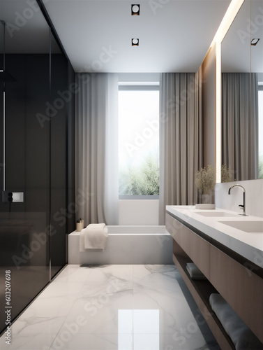 Modern stylish residential bathroom interior