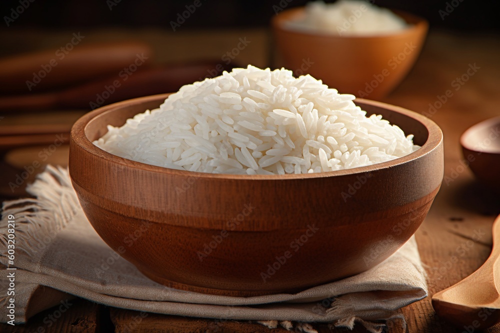 A bowl of rice on the table AI Generative A bowl of rice on the table AI Generative