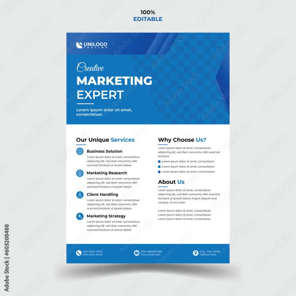 Obraz premium Modern and creative Corporate business flyer template design.