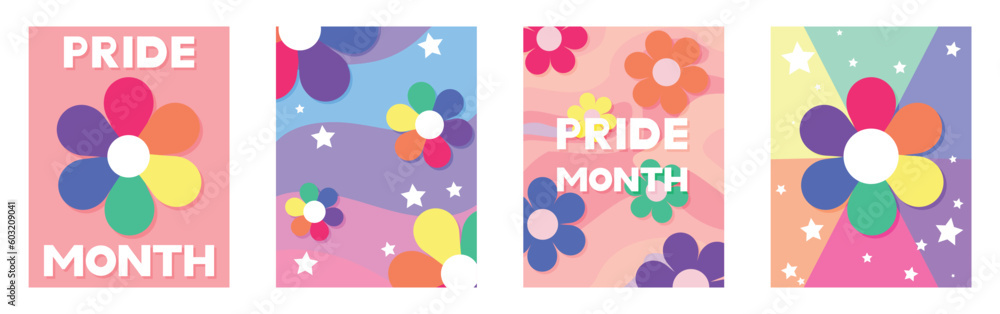 Collection of banners for Pride Month on white background Collection of banners for Pride Month on white background