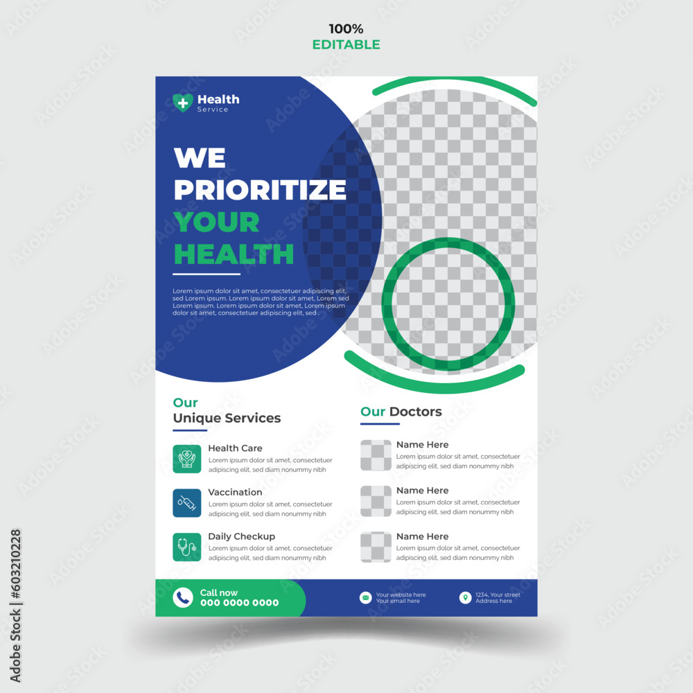 Modern and creative health care medical flyer. Modern and creative health care medical flyer.