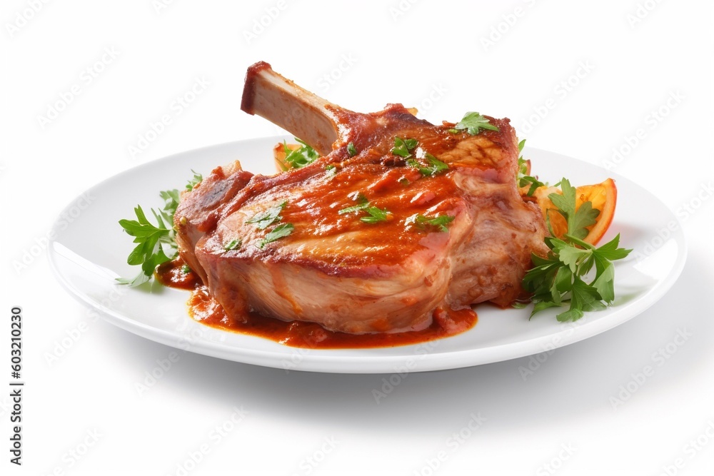 Delicious grilled beef on the plate AI Generative Delicious grilled beef on the plate AI Generative