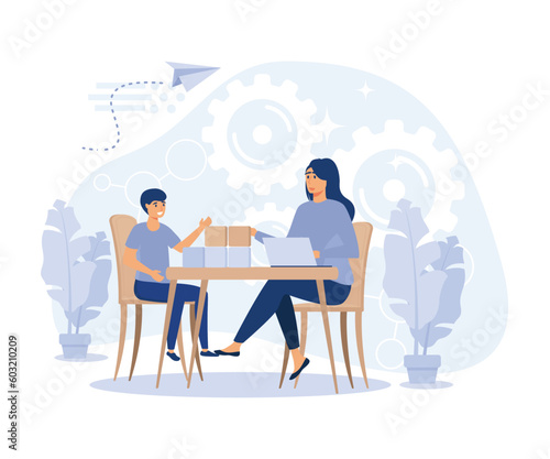 Child psychology, Social-emotional development, social interaction skills, ADHD, flat vector modern illustration