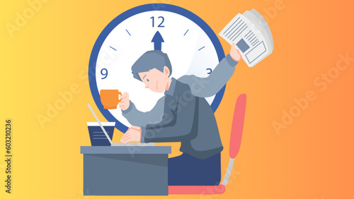 Student in learning process, abstract flat vector illustration