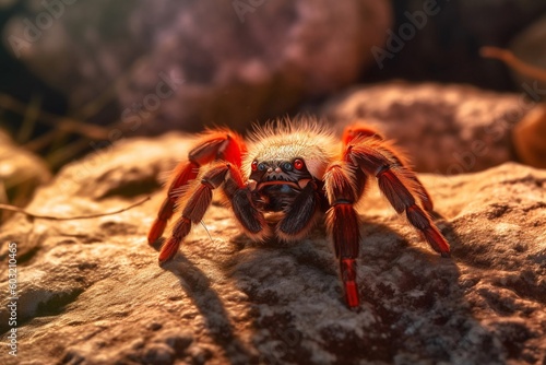 Portrait tarantula on the rock