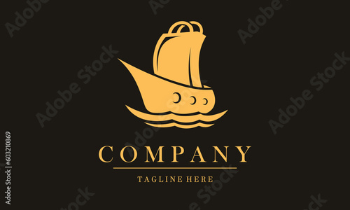 Ship shopping logo vector icon. Design logo shopping ship shape vector icon.