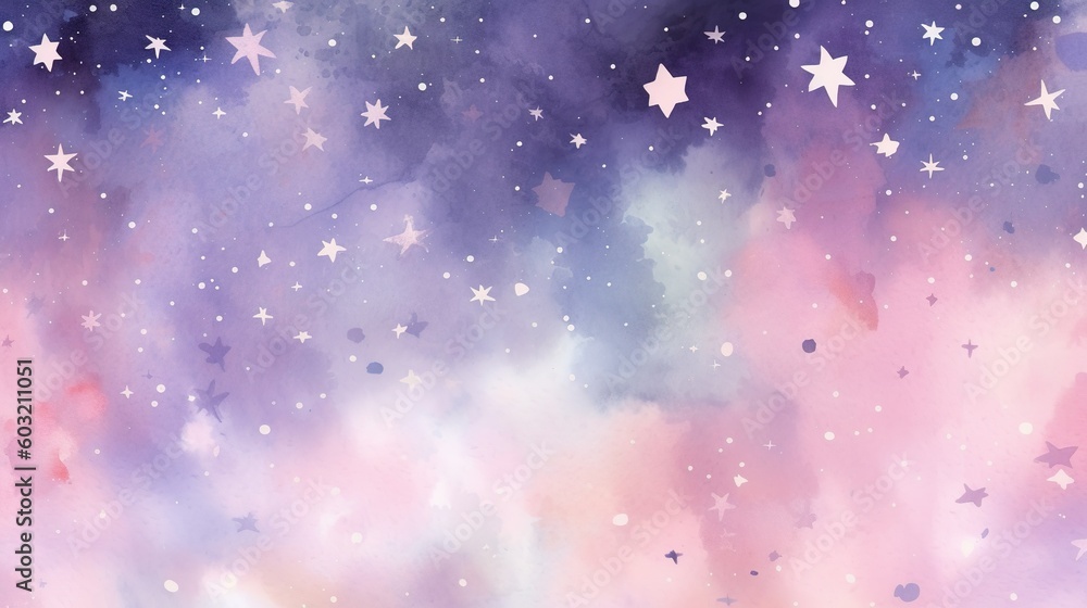 Fototapeta premium sparkling stars on magical watercolor background