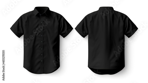 black collared shirt isolated on white background mock up