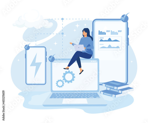Application service abstract concept vector illustration set. SaaS technology, software licensing, subscription flat vector modern illustration 